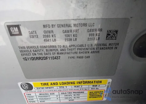 2013 Chevrolet Malibu Eco from USA, damaged, VIN 1G11D5RR2DF110437